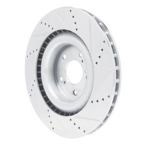 Acura TLX Brake Rotor (1) - Front Left - R1 Concepts - Drilled & Slotted - Silver - `21-`25